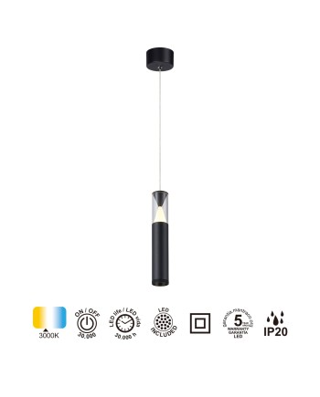 SPARK * COLGANTE 1L LED 7W - NEGRO ARENA